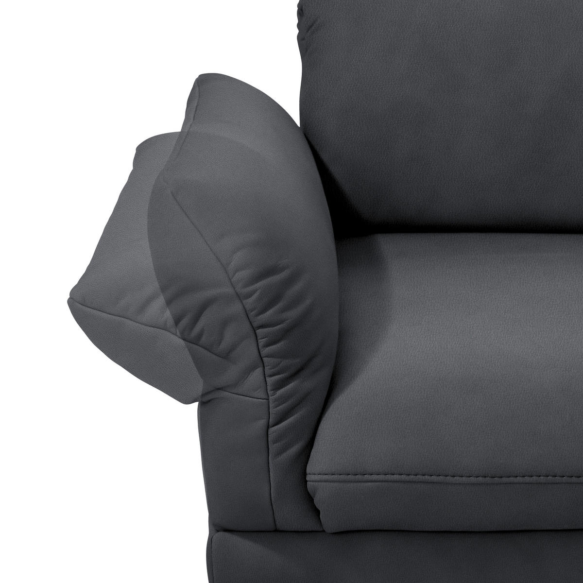 ECKSOFA in Echtleder Dunkelgrau  - Dunkelgrau/Anthrazit, Design, Leder/Metall (308/173cm) - Joop!