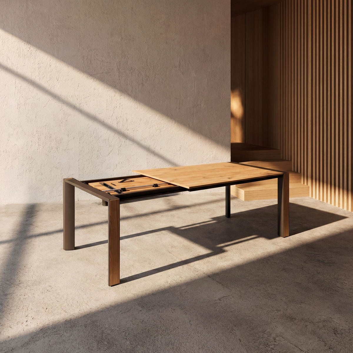 ESSTISCH 180-280/95/76 cm Echtholz  Holz ausziehbar, in verschiedenen Größen erhältlich, in verschiedenen Holzarten erhältlich rechteckig Eichefarben  - Eichefarben/Braun, Design, Holz/Metall (180-280/95/76cm) - hülsta