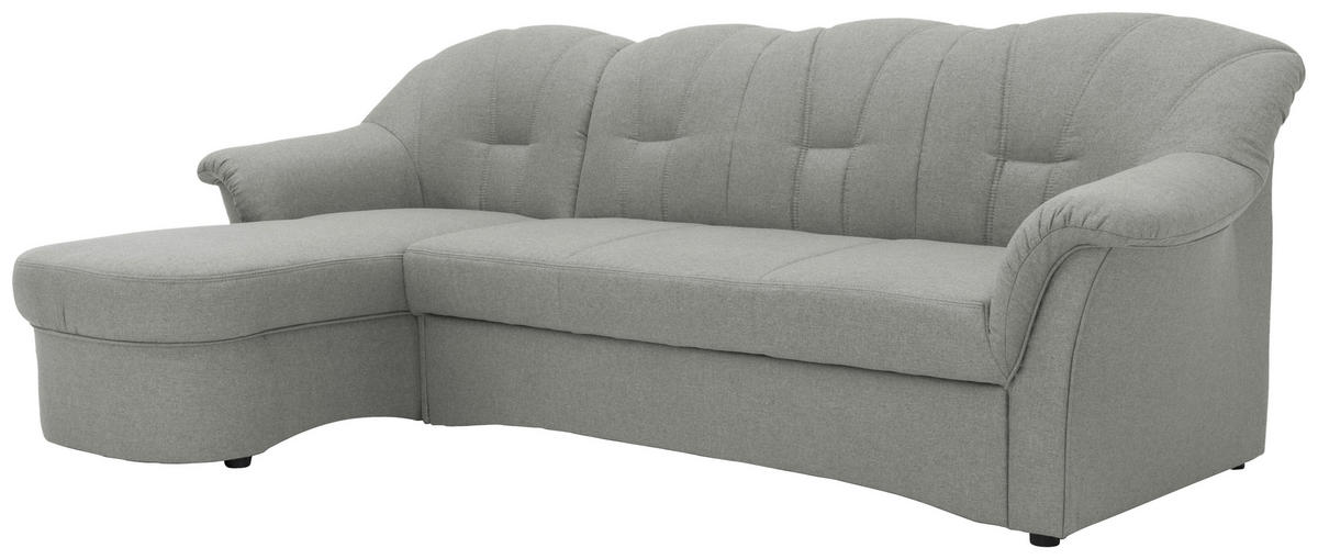 ECKSOFA Silberfarben Webstoff  - Silberfarben/Schwarz, KONVENTIONELL, Kunststoff/Textil (142/233cm) - MID.YOU