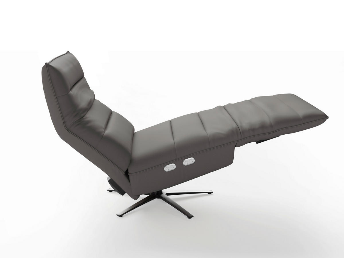 RELAXSESSEL in Leder Mokka  - Schwarz/Mokka, Basics, Leder/Metall (80/109/98cm) - Sit & More