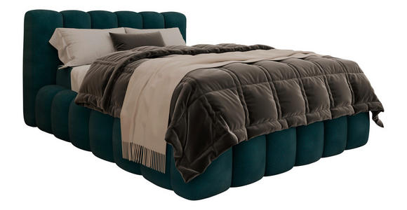 POLSTERBETT Bettkasten Petrol 140/200 cm - Petrol/Schwarz, Trend, Kunststoff/Textil (140/200cm) - Esposa