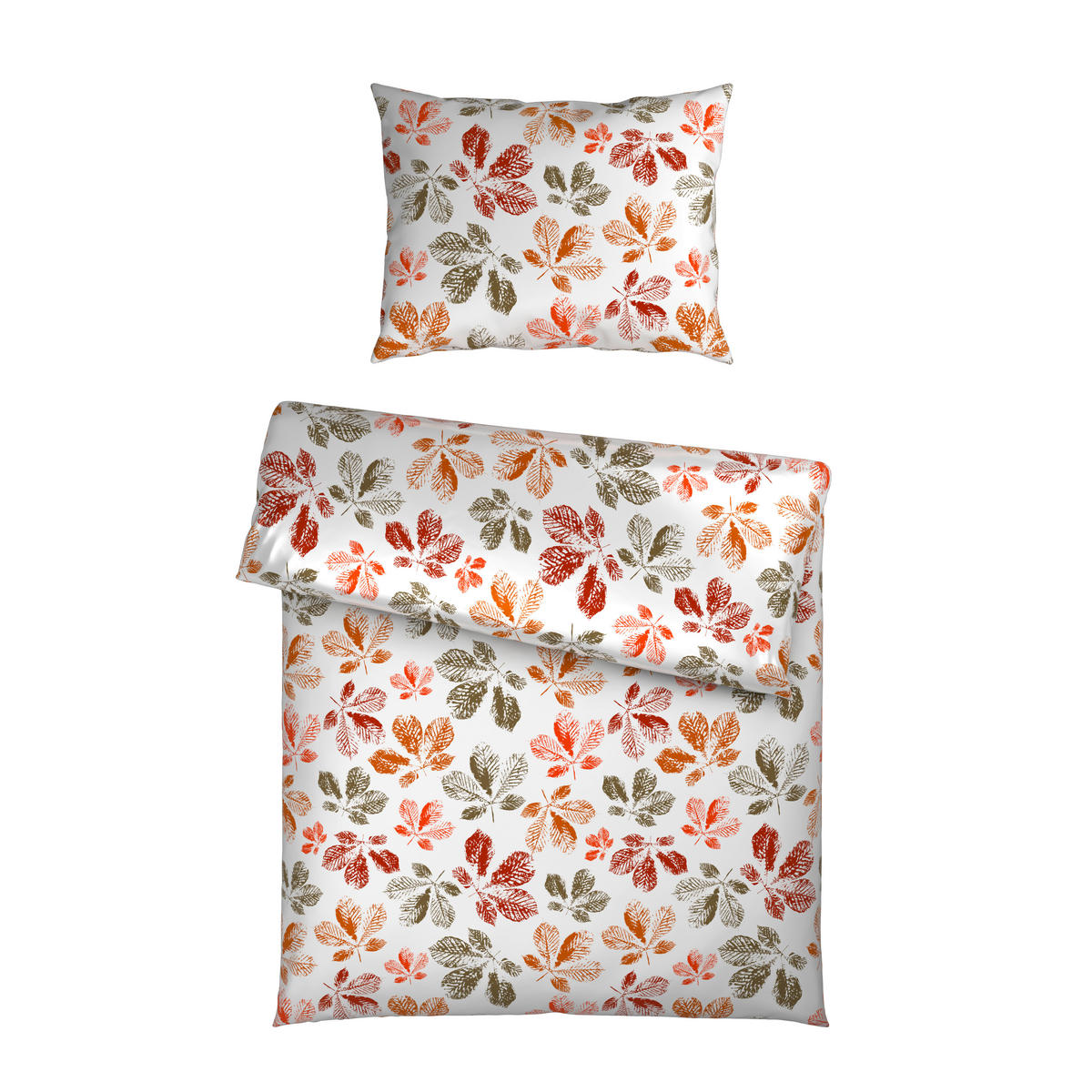 POVLEČENÍ, satén, zelená, oranžová, bílá, červenohnědá, 140/200 cm - oranžová/bílá, Design, textil (140/200cm) - Esposa