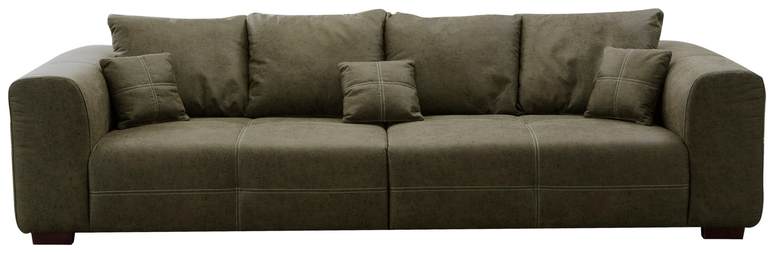 BIGSOFA Flachgewebe Olivgrün  - Beige/Olivgrün, KONVENTIONELL, Holz/Textil (287/69/108cm) - Cantus