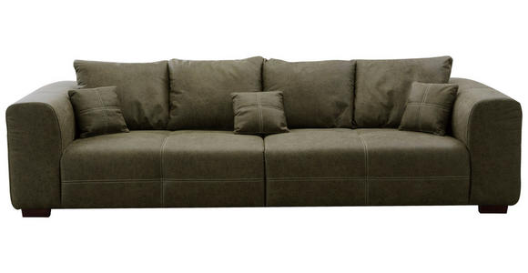 BIGSOFA Flachgewebe Olivgrün  - Beige/Olivgrün, KONVENTIONELL, Holz/Textil (287/69/108cm) - Cantus