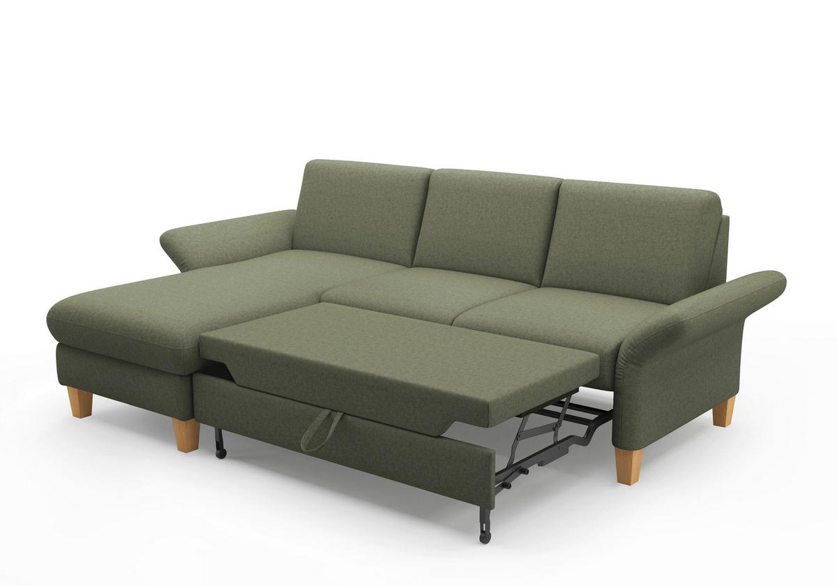 ECKSOFA in Flachgewebe Olivgrün  - Eichefarben/Olivgrün, Konventionell, Holz/Textil (164/251cm) - Sit & More