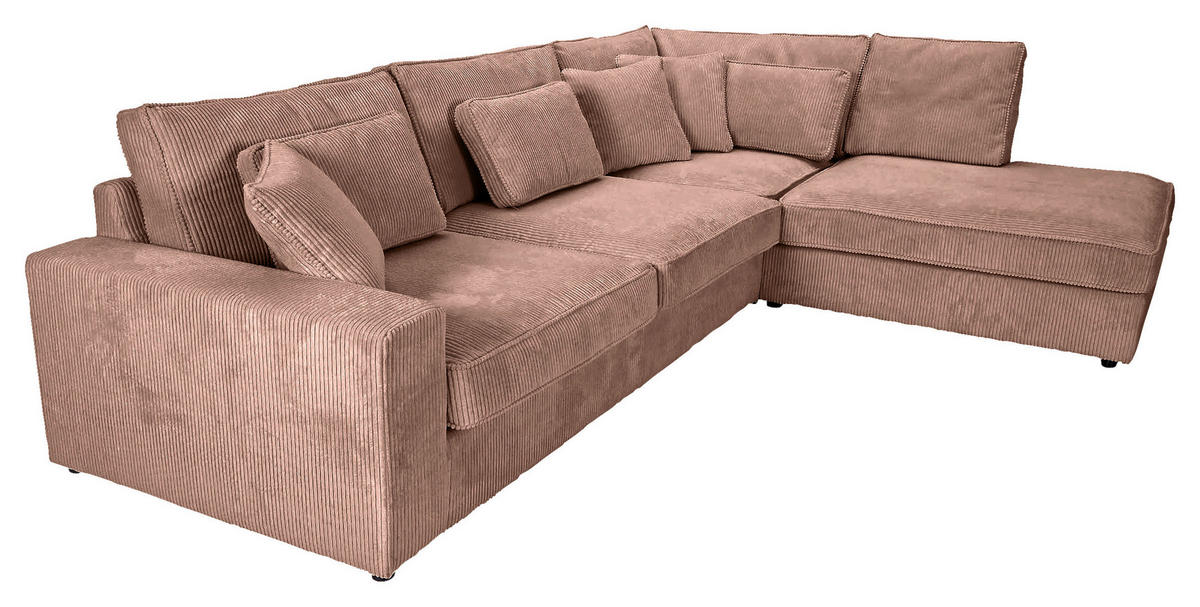 ECKSOFA Rosa Cord Zierkissen, Rückenkissen, Rücken echt  - Schwarz/Rosa, MODERN, Kunststoff/Textil (307/228cm) - Carryhome
