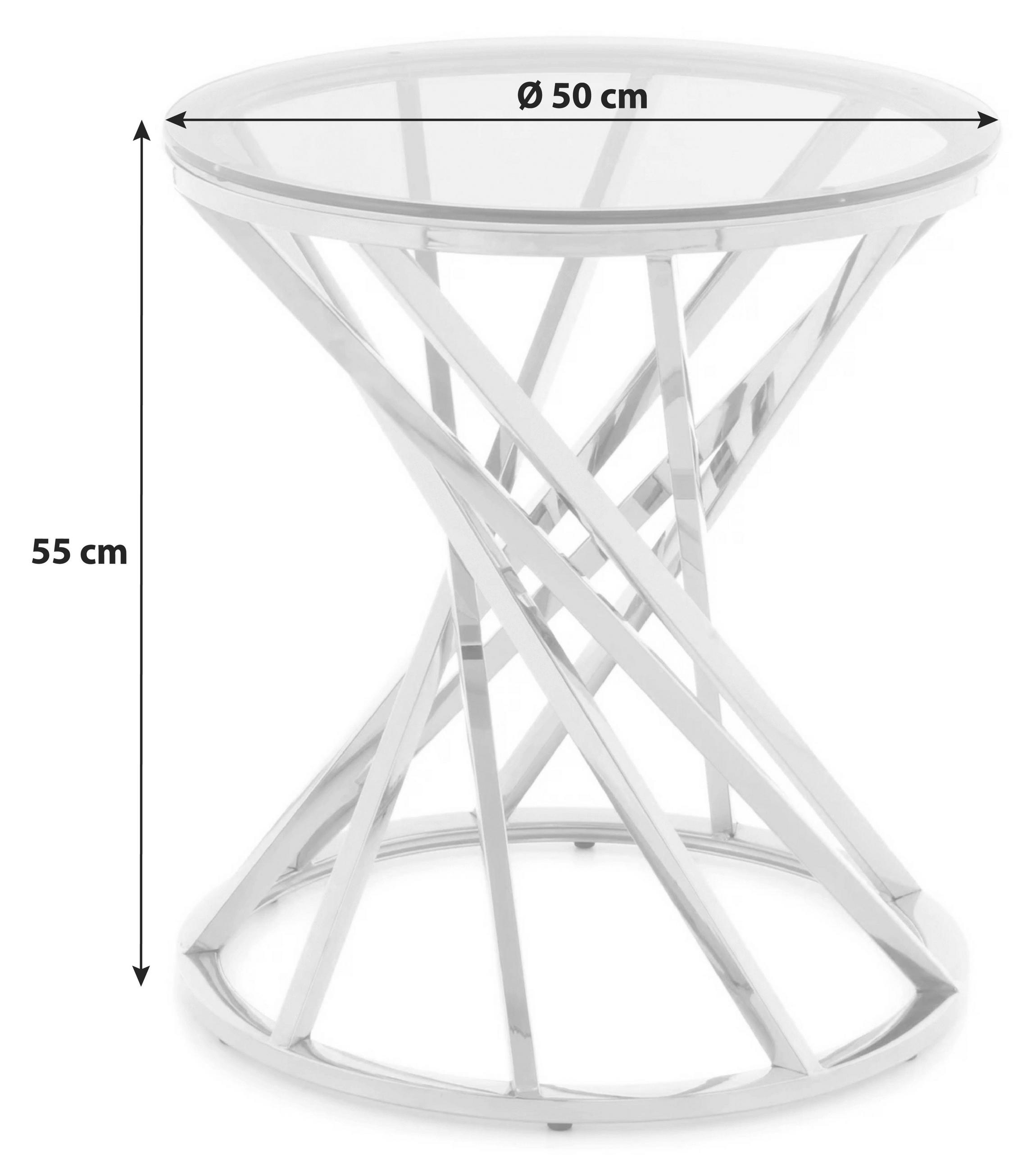 BEISTELLTISCH 50/55/50 cm Klar, Goldfarben rund  - Klar/Goldfarben, Trend, Glas/Metall (50/55/50cm) - Kayoom