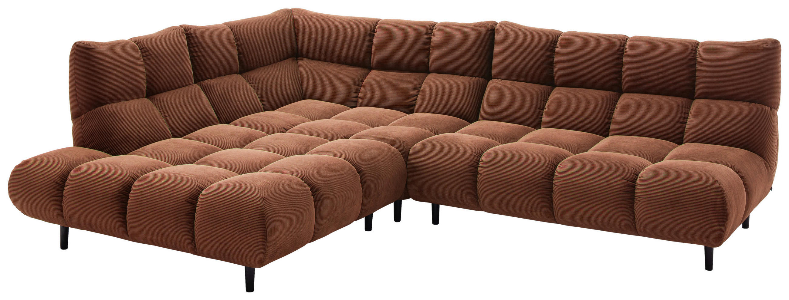 ECKSOFA Ottomane links, Eckteil  Rostfarben Feincord  - Rostfarben/Schwarz, Design, Holz/Textil (215/288cm) - Pure Home Lifestyle