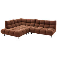 ECKSOFA Ottomane links, Eckteil  Rostfarben Feincord  - Rostfarben/Schwarz, Design, Holz/Textil (215/288cm) - Pure Home Lifestyle