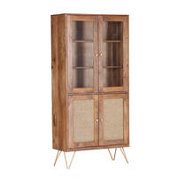 VITRINSKÅP i delar i massivt trä mangoträ brun, mässingsfärgad  - brun/mässingsfärgad, Lifestyle, metall/trä (86/180/39cm)