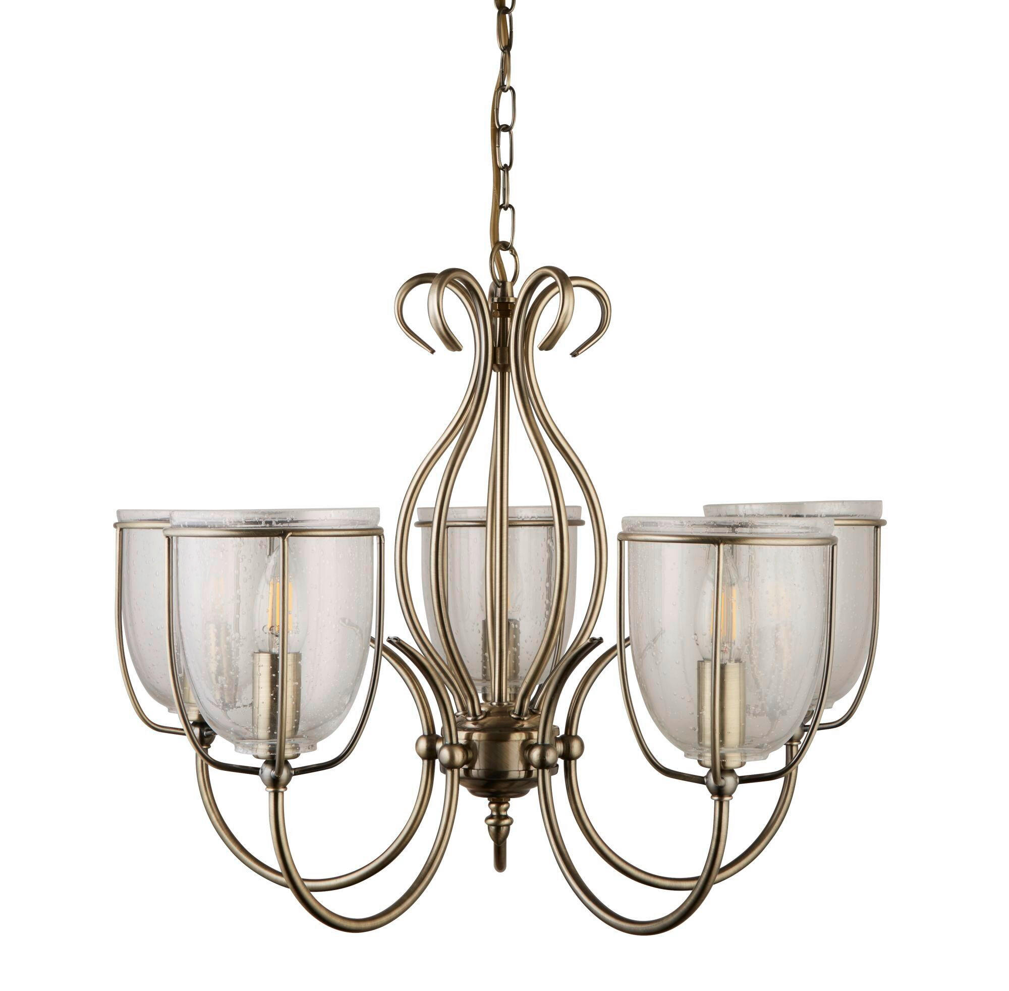 HÄNGELEUCHTE 52/44 cm  - Messingfarben, Design, Glas/Metall (52/44cm)