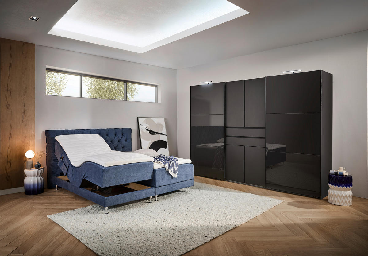 BOXSPRINGBETT 160/200 cm  in Blau  - Blau/Silberfarben, Basics, Holzwerkstoff/Textil (160/200cm) - Welnova