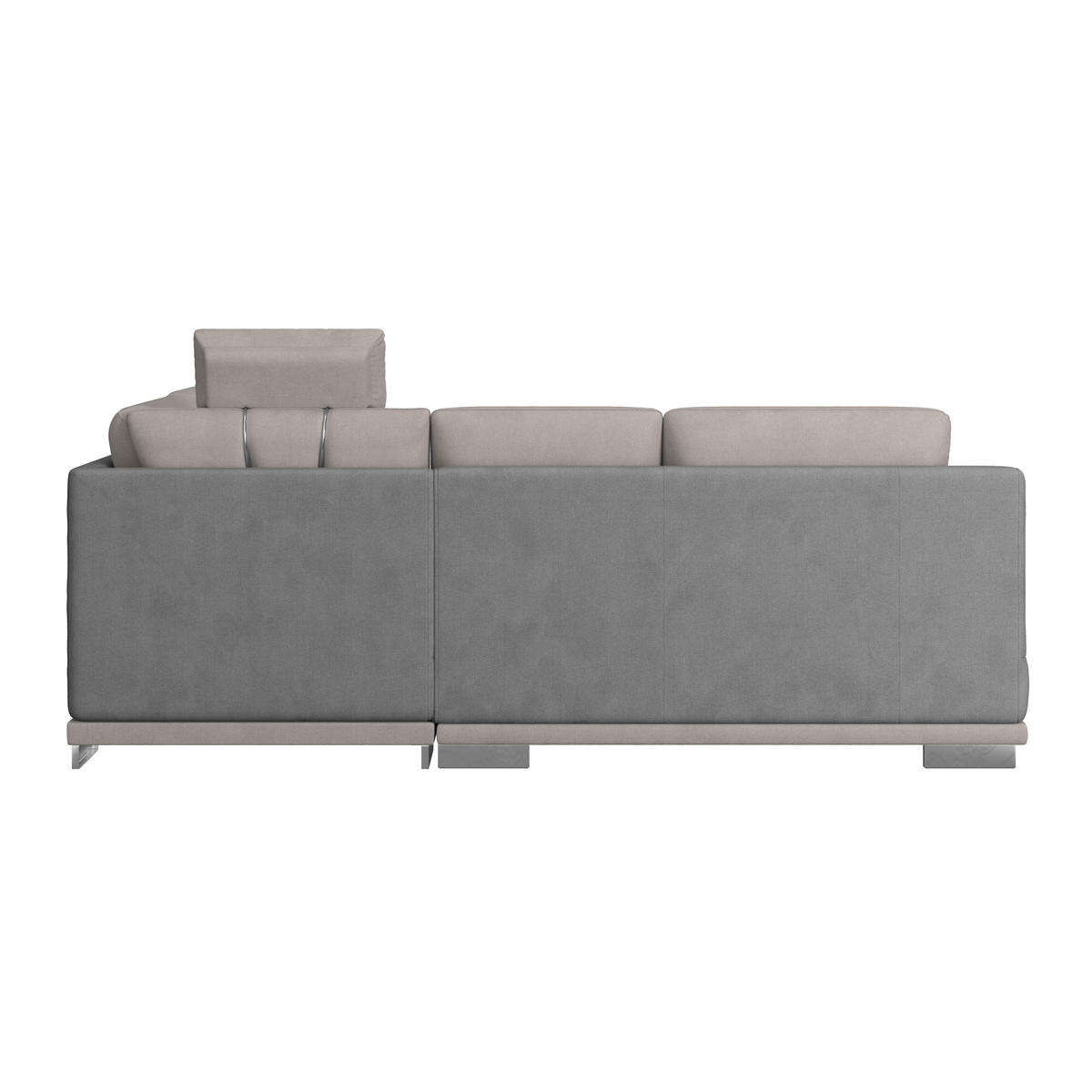 WOHNLANDSCHAFT Grau, Hellgrau Velours  - Chromfarben/Hellgrau, KONVENTIONELL, Textil/Metall (264/217cm) - MID.YOU