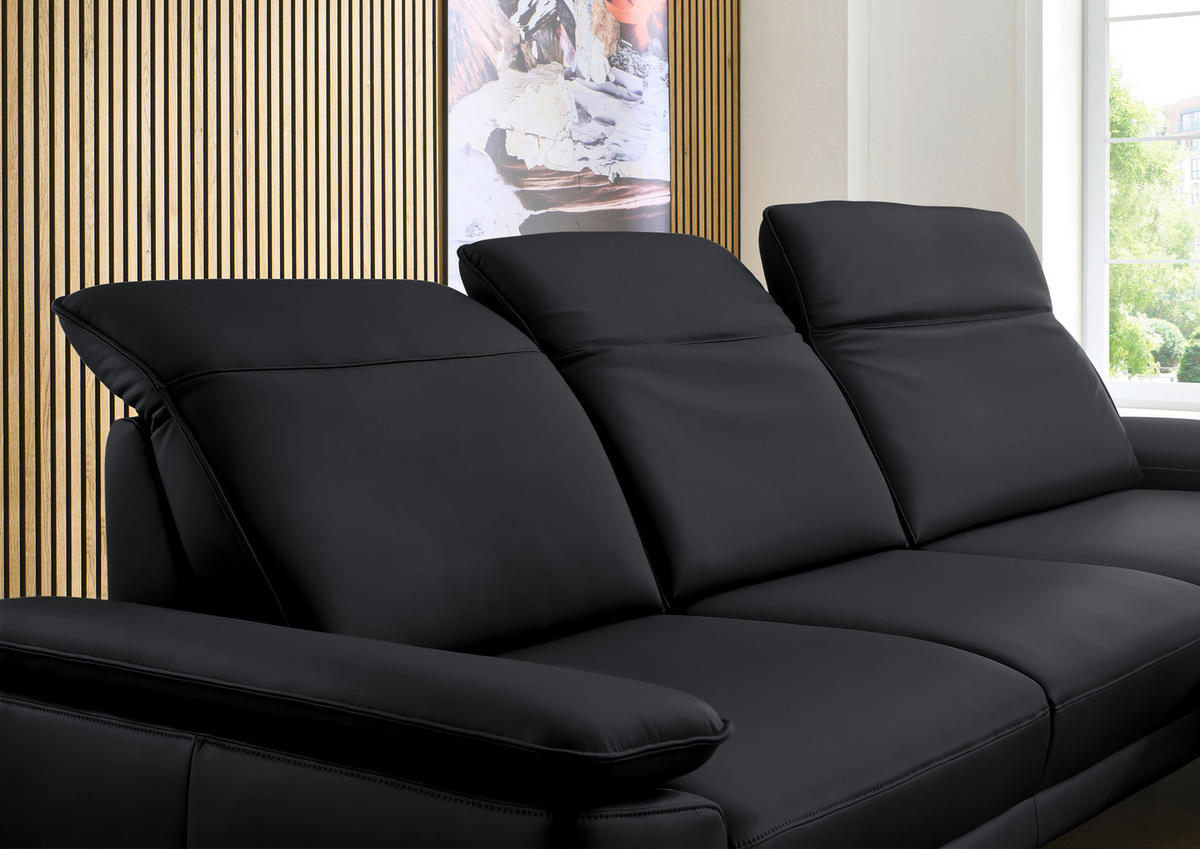 ECKSOFA in Echtleder Anthrazit  332/193 cm  - Anthrazit/Schwarz, Design, Leder/Metall (332/193cm) - Dieter Knoll