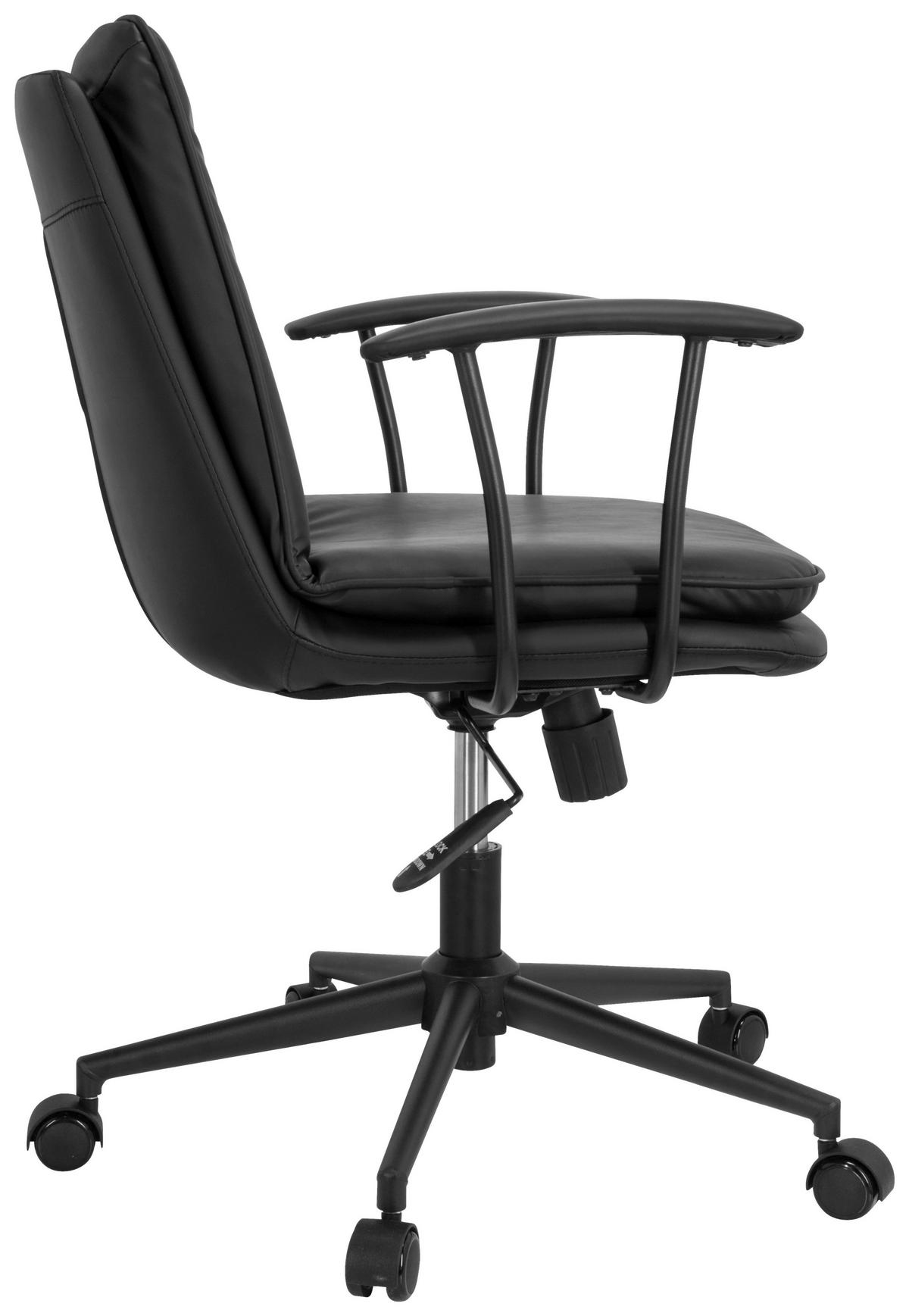 OTOČNÁ ŽIDLE, vzhled kůže, černá - černá, Basics, kov/textil (59/84/59cm) - MID.YOU