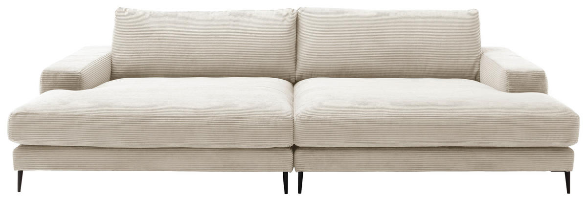 BIGSOFA in Cord Naturfarben, Beige  - Beige/Schwarz, Design, Textil/Metall (296/83/177cm) - Dieter Knoll