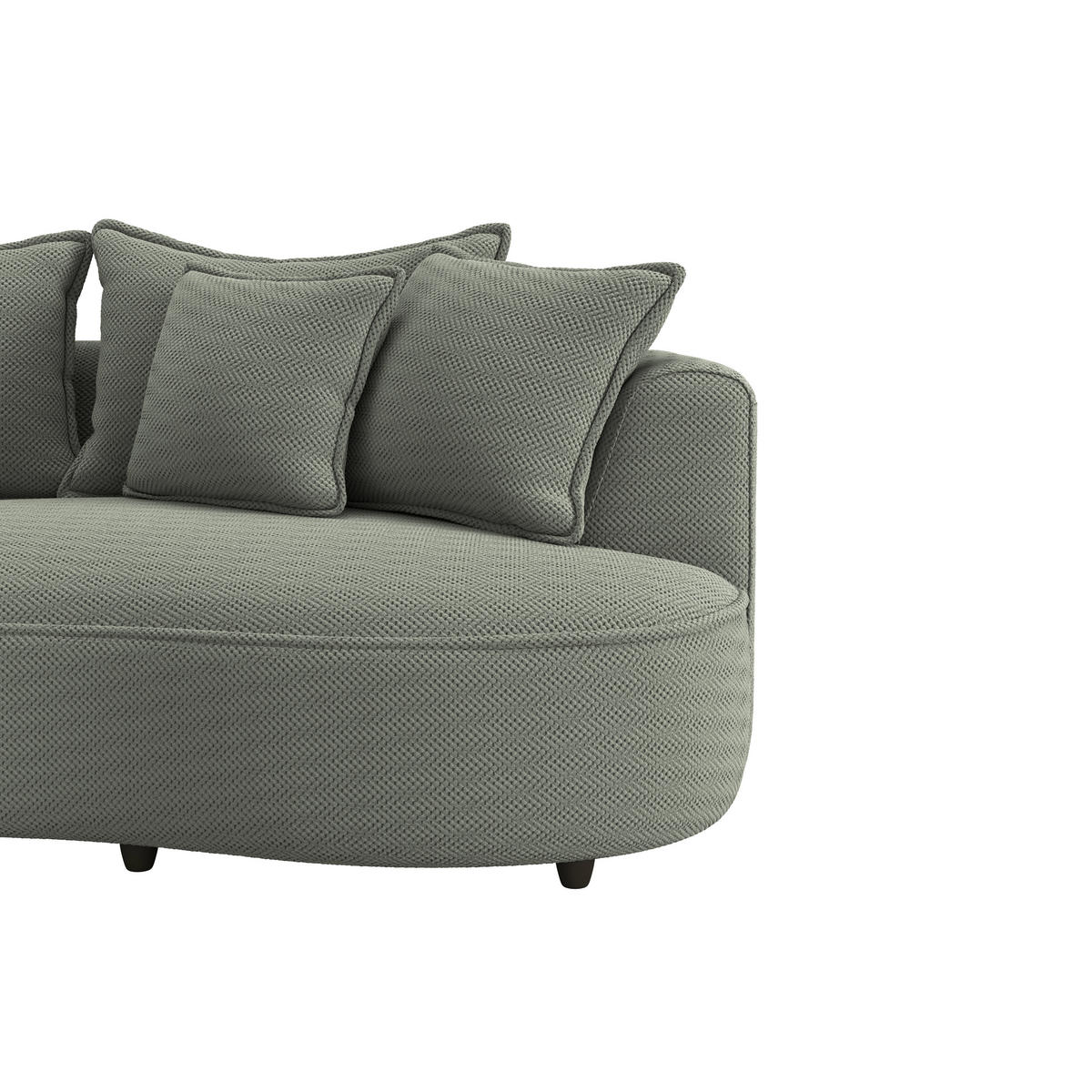 ECKSOFA LEVI Grün Velours, Struktur  - Schwarz/Grün, MODERN, Kunststoff/Textil (168/287cm) - Livetastic