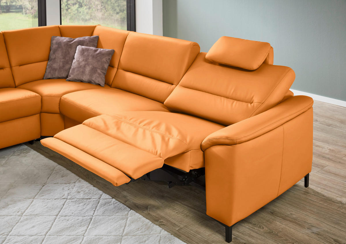 ECKSOFA  in Echtleder Currygelb  249/290 cm  - Currygelb/Schwarz, KONVENTIONELL, Leder/Metall (249/290cm) - Beldomo Premium