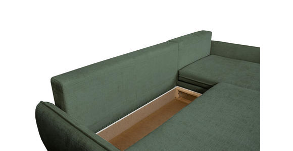 ECKSOFA Dunkelgrün Chenille - Dunkelgrün/Buchefarben, KONVENTIONELL, Holz/Textil (244/163cm) - Carryhome