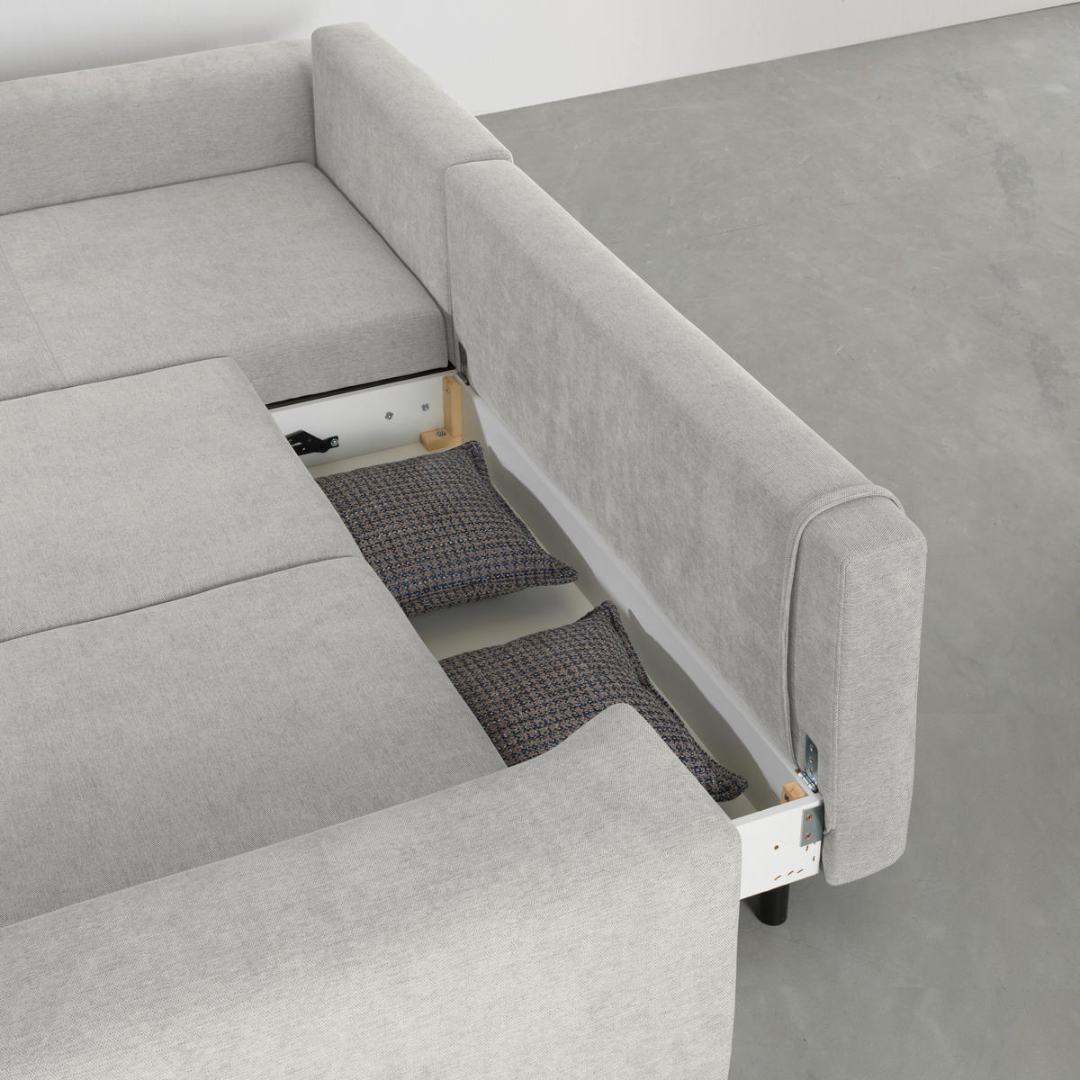 ECKSOFA inkl. Funktionen Creme Webstoff Rückenkissen, Bettkasten, Schlaffunktion, Rücken echt  - Wengefarben/Creme, Design, Holz/Textil (211/314cm) - Stylife