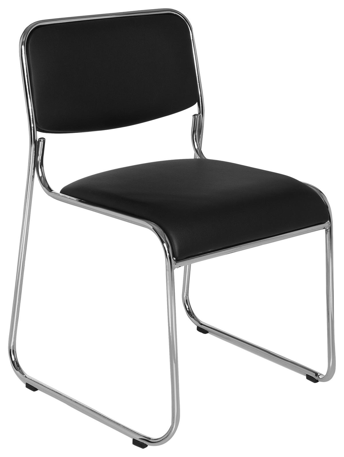 BESUCHERSTUHL  in Lederlook Schwarz  - Chromfarben/Schwarz, MODERN, Textil/Metall (41/84/52cm) - MID.YOU
