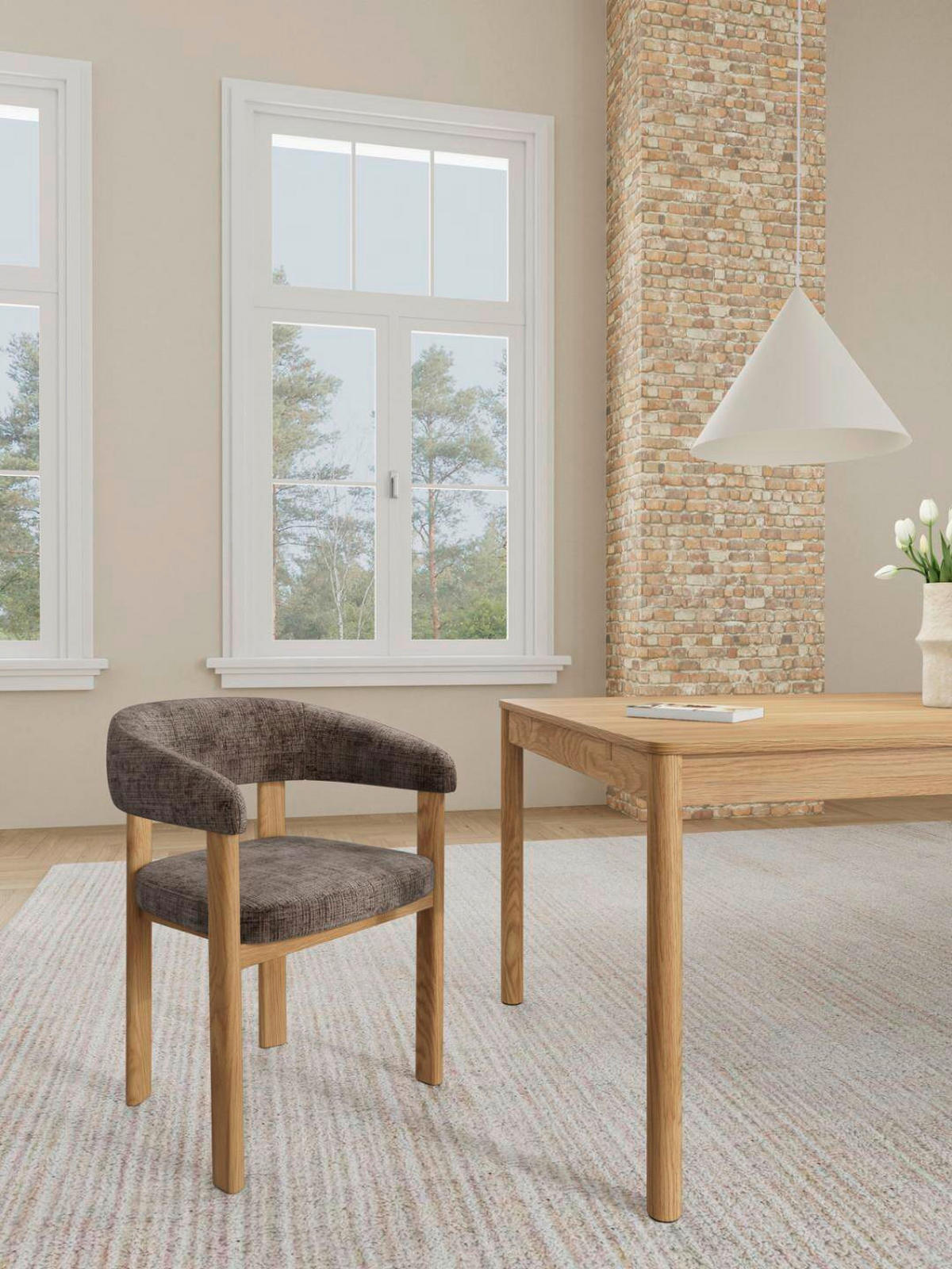 ARMLEHNSTUHL   Chenille  Braun  - Eichefarben/Braun, KONVENTIONELL, Holz/Textil (60/78/54cm) - MID.YOU