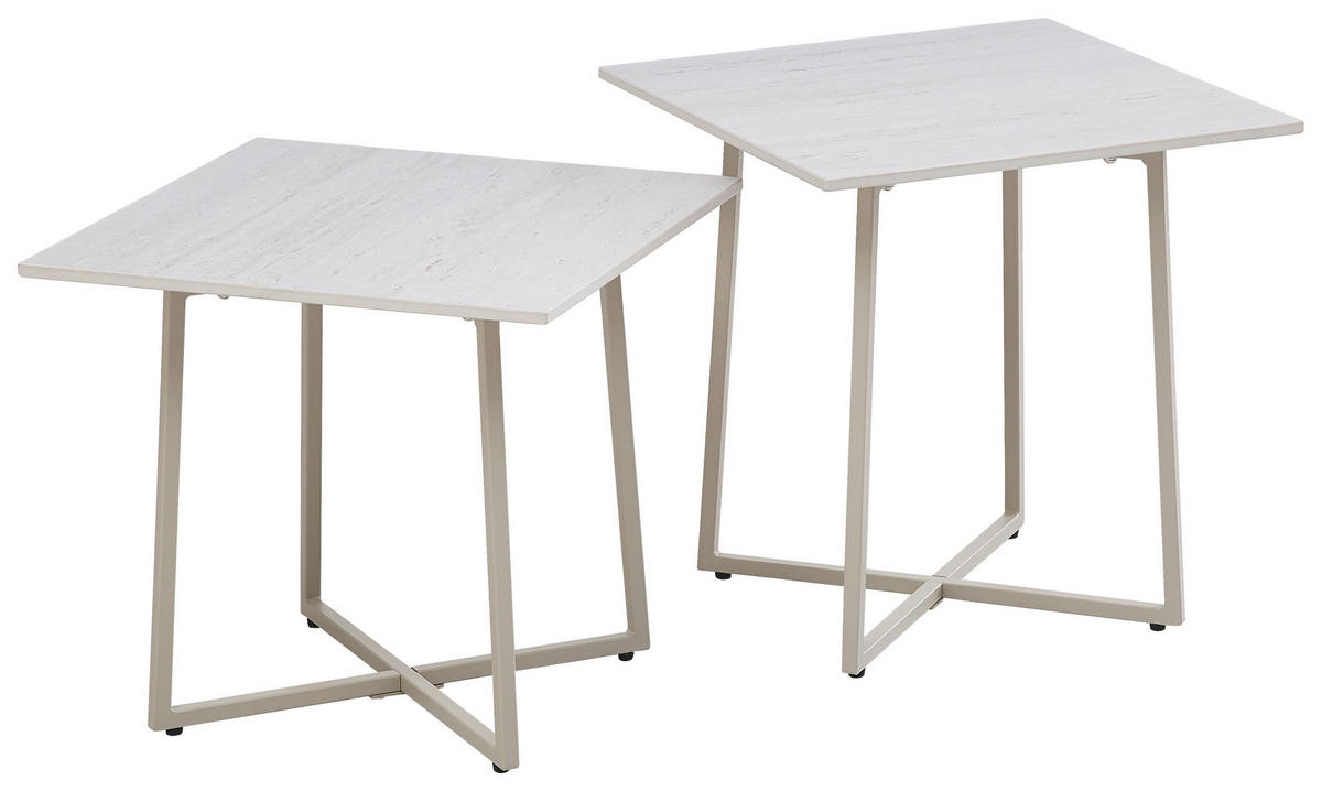 COUCHTISCHSET 45/45/45/45/41/46 cm quadratisch Beige  - Beige, Design, Stein/Metall (45/45/45/45/41/46cm) - Carryhome