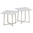 COUCHTISCHSET 45/45/45/45/41/46 cm quadratisch Beige  - Beige, Design, Stein/Metall (45/45/45/45/41/46cm) - Carryhome