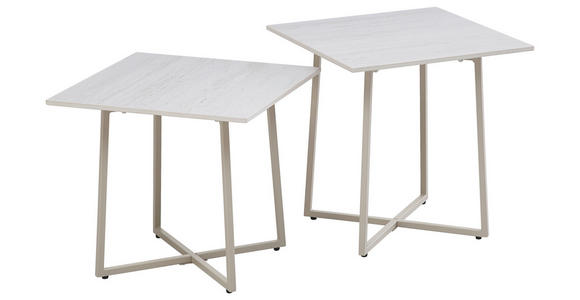 COUCHTISCHSET 45/45/45/45/41/46 cm quadratisch Beige  - Beige, Design, Stein/Metall (45/45/45/45/41/46cm) - Carryhome