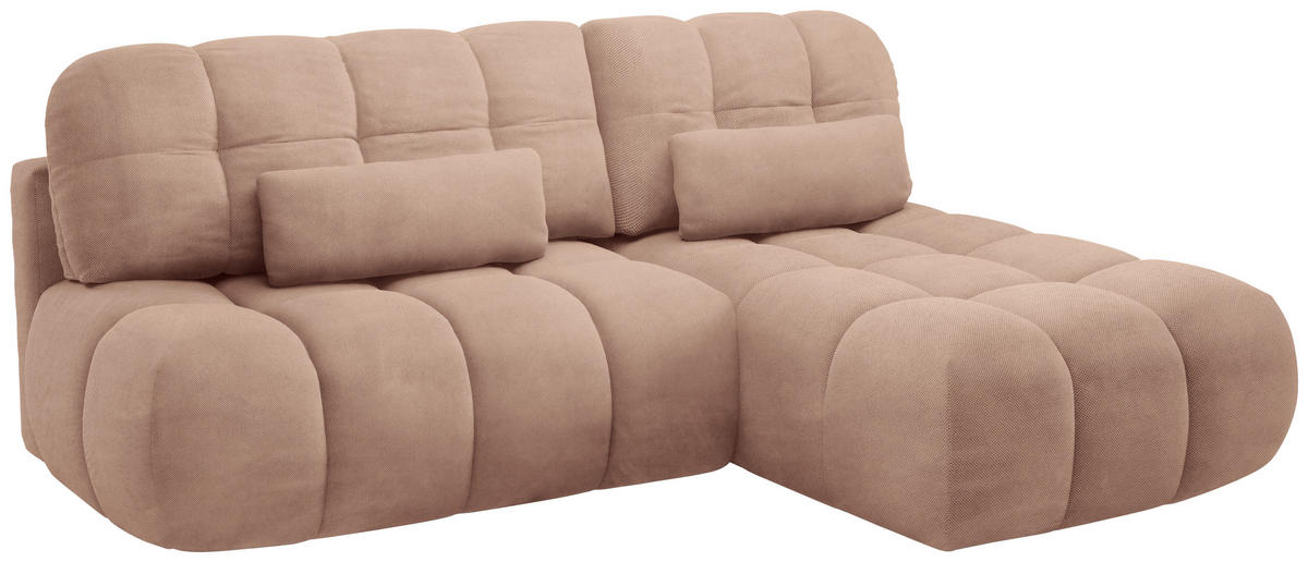 ECKSOFA TARANTO in Webstoff Rosa  172/225 cm  - Schwarz/Rosa, Design, Kunststoff/Textil (172/225cm) - Livetastic