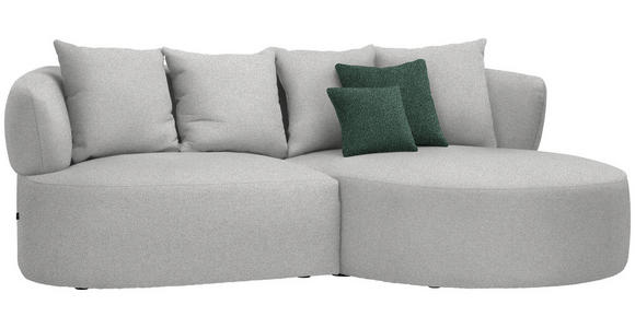 ECKSOFA in Plüsch Grau  - Dunkelgrün/Schwarz, MODERN, Kunststoff/Textil (235/166cm) - Hom`in