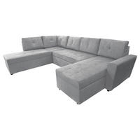 WOHNLANDSCHAFT in Cord Hellgrau  - Hellgrau/Schwarz, Design, Kunststoff/Textil (212/297/155cm) - MID.YOU