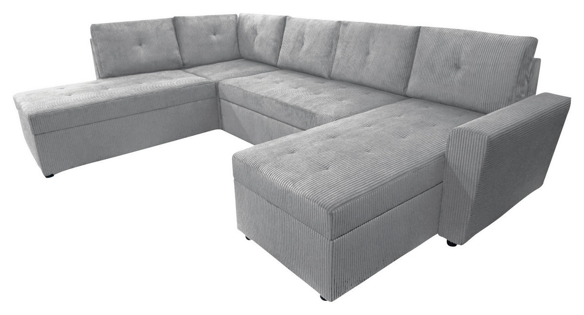 WOHNLANDSCHAFT in Cord Hellgrau  - Hellgrau/Schwarz, Design, Kunststoff/Textil (212/297/155cm) - MID.YOU
