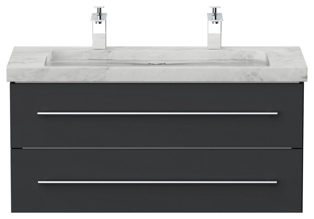 WASCHTISCHKOMBI 100 cm  - Graphitfarben, Basics, Holzwerkstoff/Stein (100cm) - MID.YOU