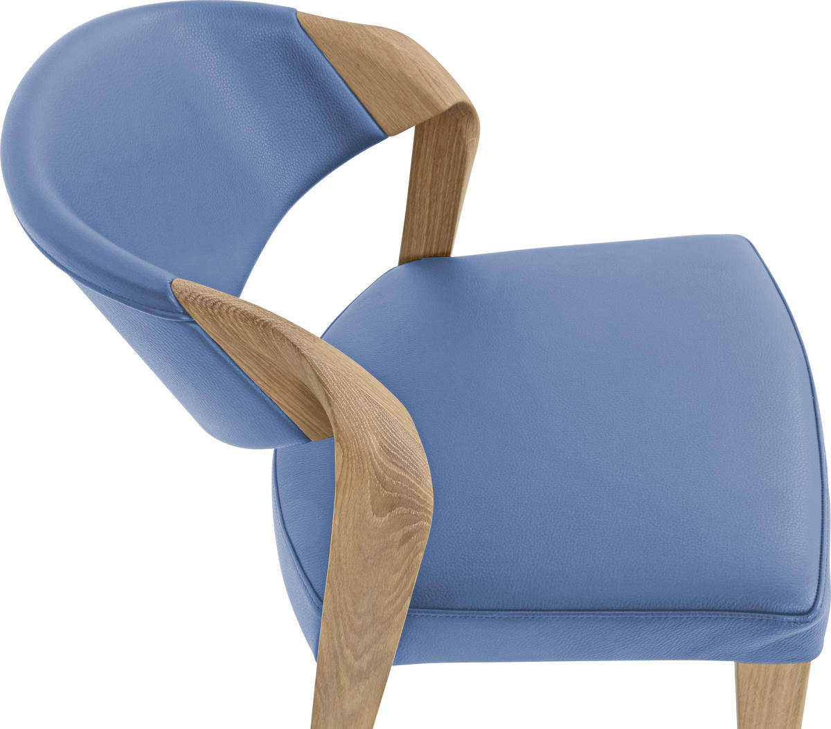 STUHL in Holz, Leder Blau, Eichefarben  - Blau/Eichefarben, Natur, Leder/Holz (53/82/57cm) - Voglauer