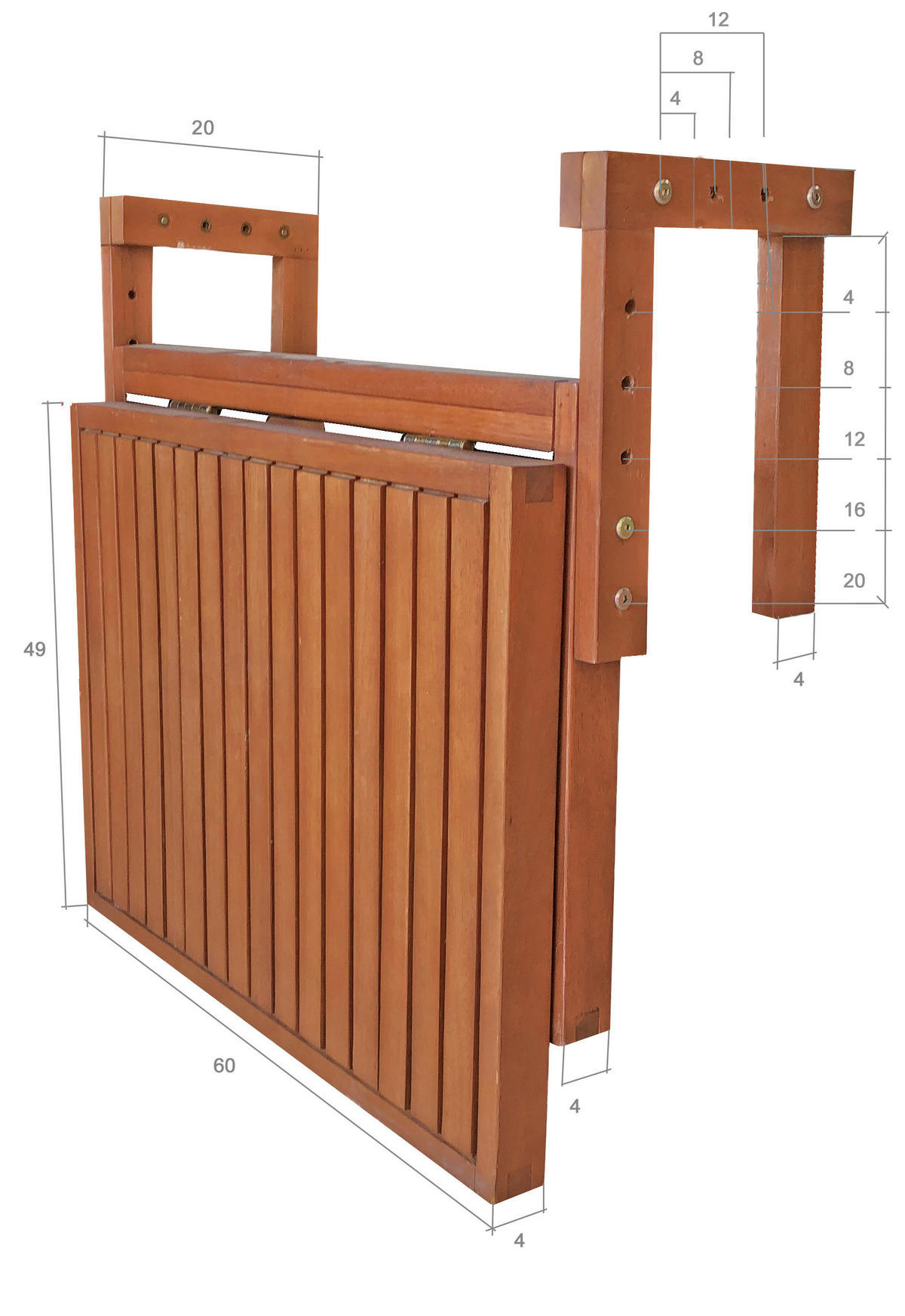 BALKONHÄNGETISCH Holz Braun  - Braun, Basics, Holz (65/64/52cm) - Gardenson