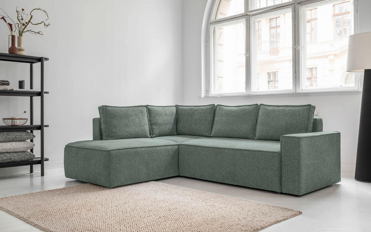 KUTNA GARNITURA tekstil  zelena   - bijela/siva, Design, tekstil/plastika (194/246cm) - MID.YOU