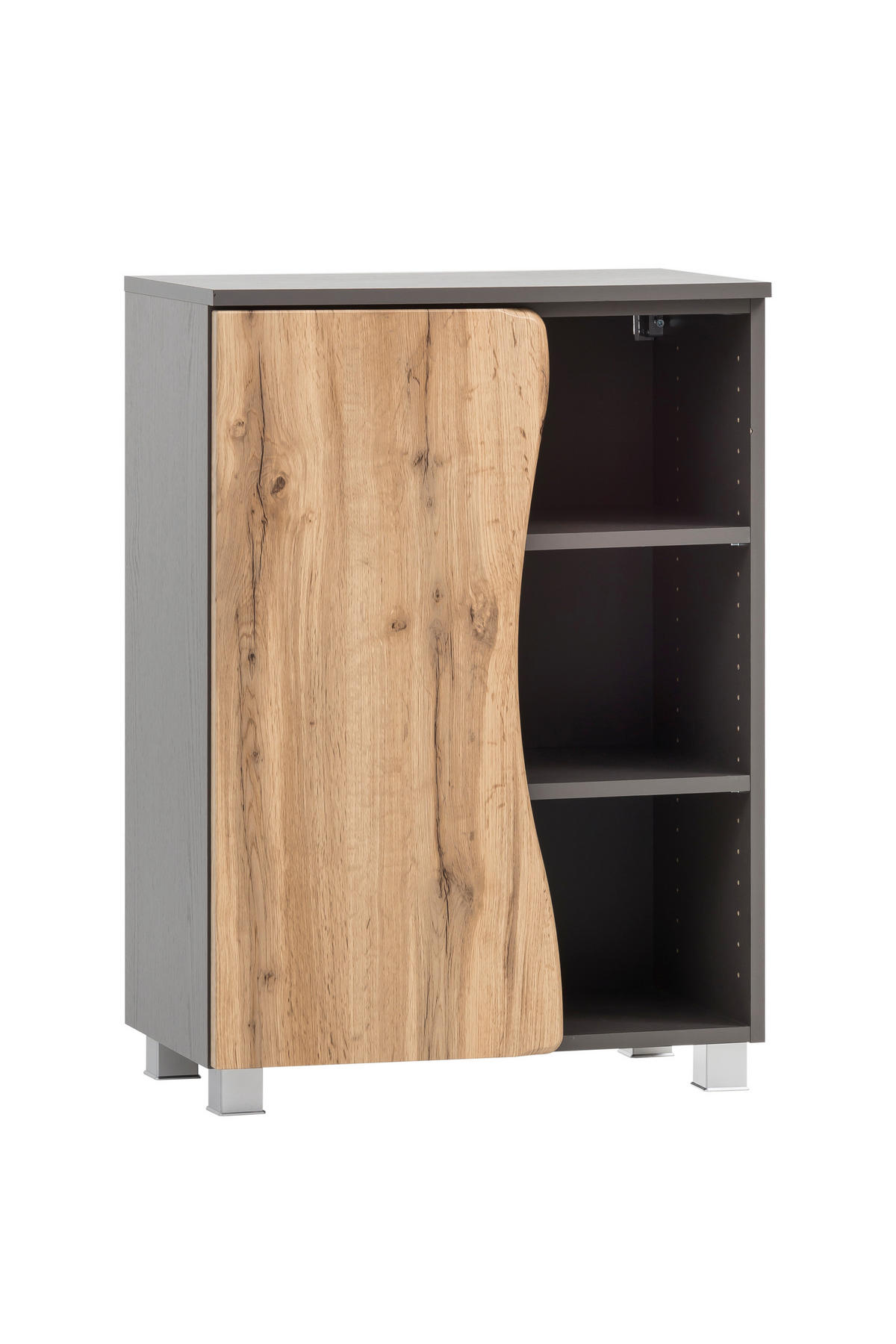 UNTERSCHRANK 60/79/35 cm   - Silberfarben/Eiche Wotan, Natur, Holzwerkstoff/Kunststoff (60/79/35cm) - Xora