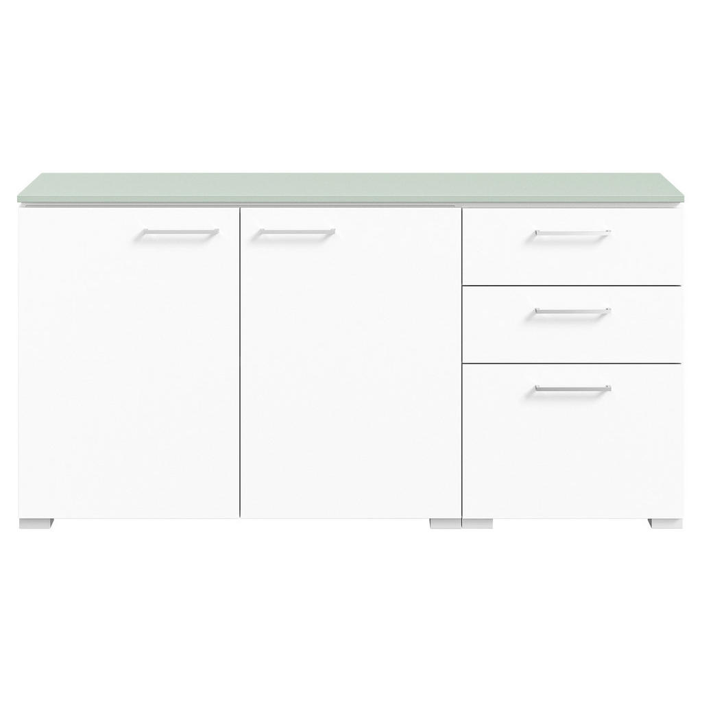 Thumbnail - Cantus Sideboard, Weiß, Salbeigrün, Metall, 1 Fächer, 3 Schubladen, 150x72.8x41.9 cm, Made in Germany, Typenauswahl, Bei...