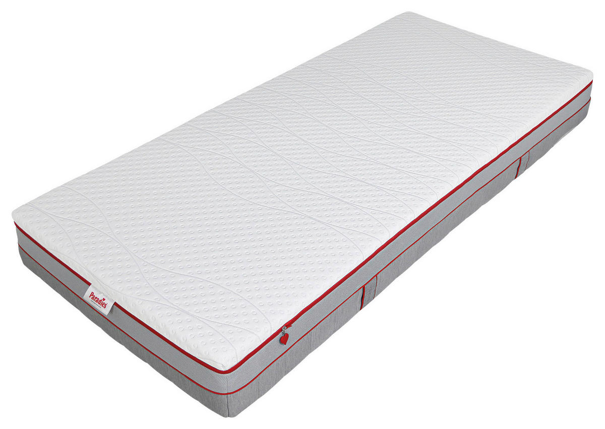 TASCHENFEDERKERNMATRATZE 180/200 cm, Höhe ca.: 22 cm, H2 = mittel, 7-Zonen - Weiß/Grau, KONVENTIONELL, Textil (180/200cm) - Paradies
