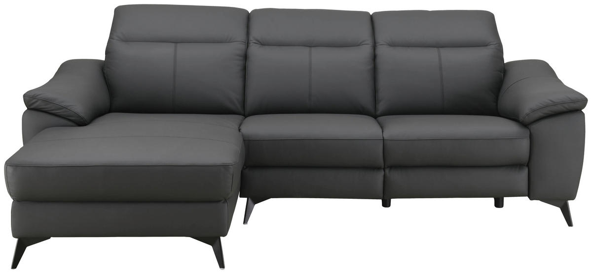 ECKSOFA  Lederlook Kombination Echtleder/Lederlook Schwarz  - Schwarz, Design, Leder/Textil (168/254cm) - Xora
