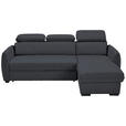 ECKSOFA Dunkelgrau Flachgewebe  - Dunkelgrau/Schwarz, MODERN, Kunststoff/Textil (182/237cm) - Carryhome