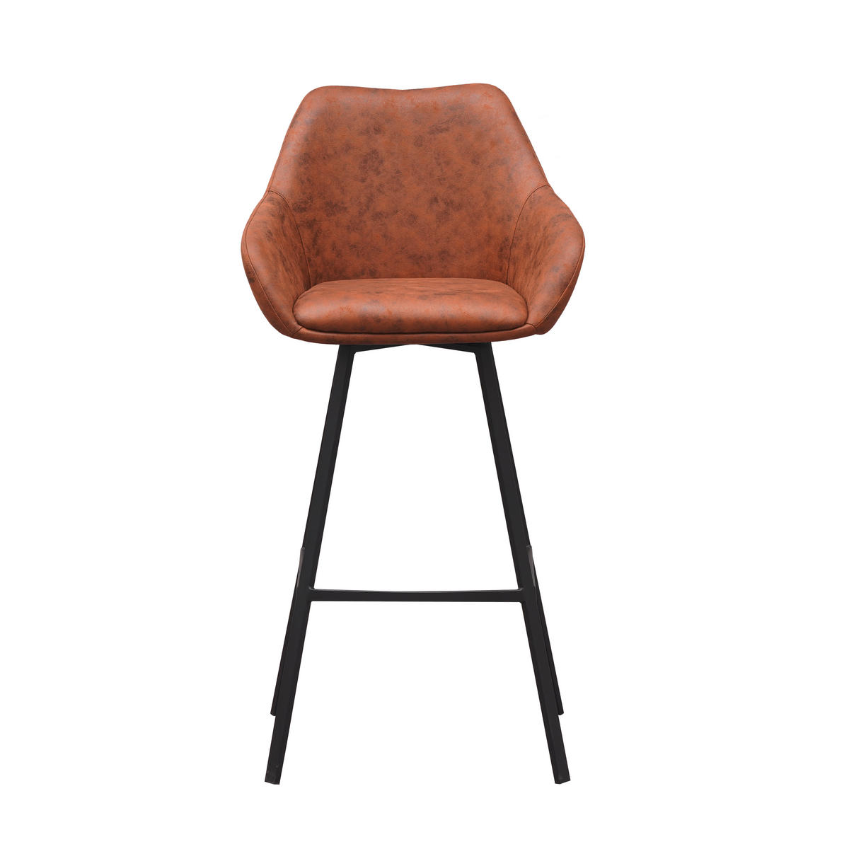 BARHOCKER-SET Mikrofaser Cognac Sitzfläche 180° drehbar, automatische Rückholfunktion  - Cognac/Schwarz, MODERN, Textil/Metall (55/109/57cm) - MID.YOU