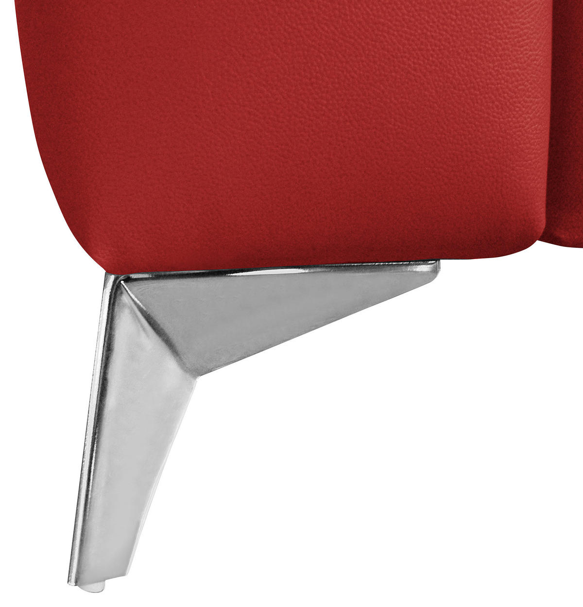 ECKSOFA MONDO Rot Echtleder Lederlook  - Chromfarben/Rot, Design, Leder/Textil (286/208cm) - Livetastic