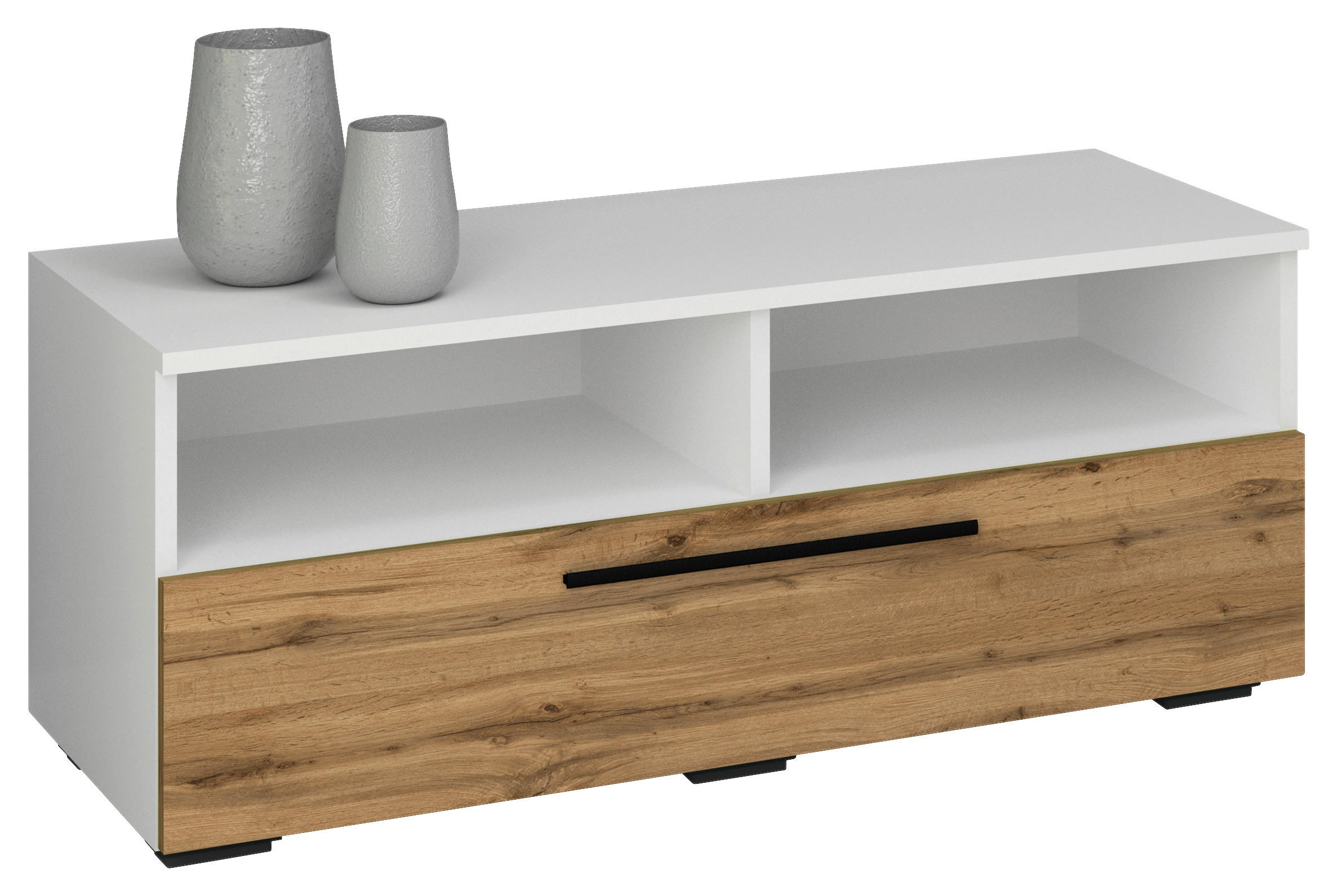 LOWBOARD 95/39/40 cm  - chêne miel/noir, Modern, métal/matière synthétique (95/39/40cm) - MID.YOU