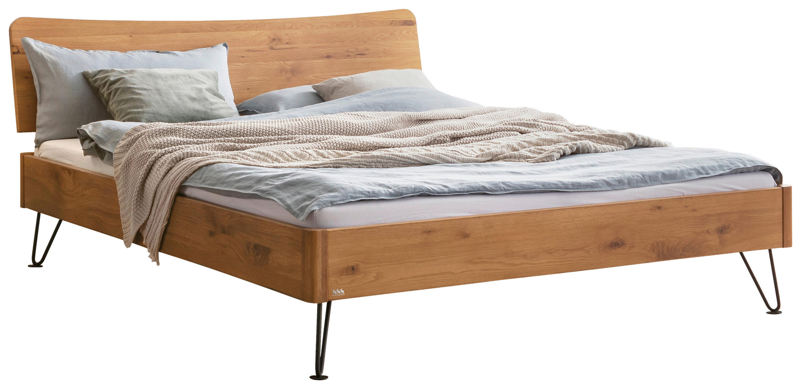 BETT 140/200 cm  in Wildeiche  - Wildeiche/Schwarz, Design, Holz/Metall (140/200cm) - Hasena