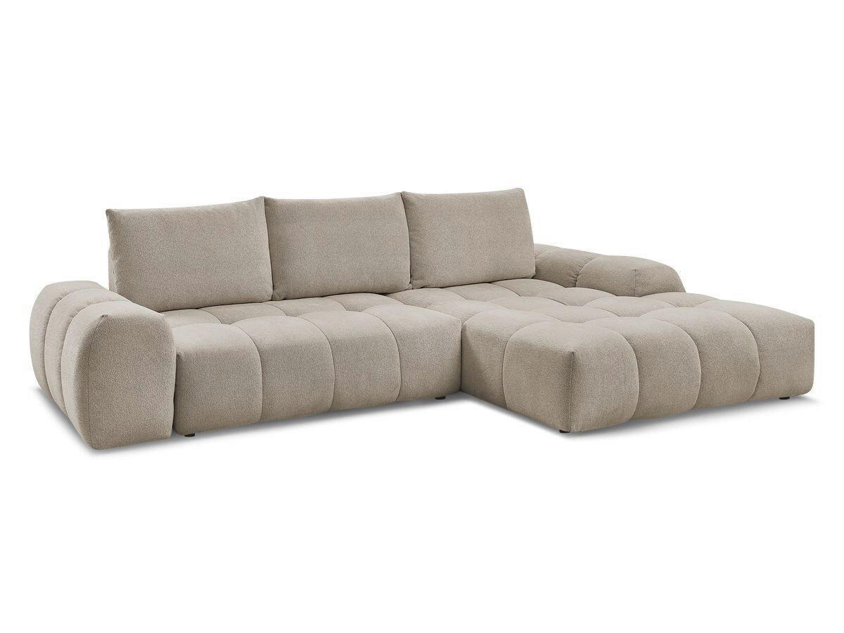 ECKSCHLAFSOFA EVEREST  mit Rücken echt, Armteil links, Armteil rechts Flachgewebe Taupe  - Taupe/Schwarz, MODERN, Kunststoff/Textil (180/318cm) - Livetastic