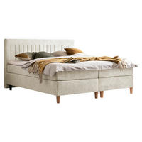 BOXSPRINGBETT 180/200 cm  in Beige  - Beige/Buchefarben, Basics, Holz/Textil (180/200cm) - Boxxx