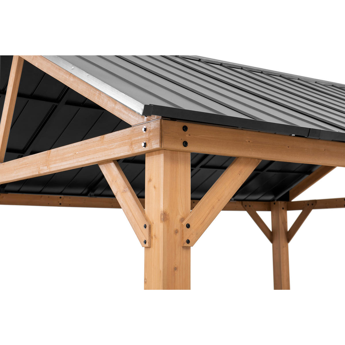 PAVILLON 404/306/465 cm  - Anthrazit/Naturfarben, Basics, Holz/Metall (404/306/465cm) - Modante