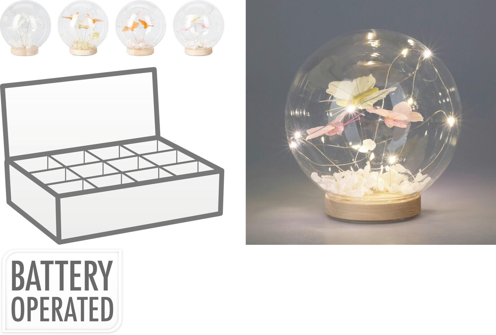 DEKOR GÖMBÖK - Lifestyle, üveg (16/13/6cm)